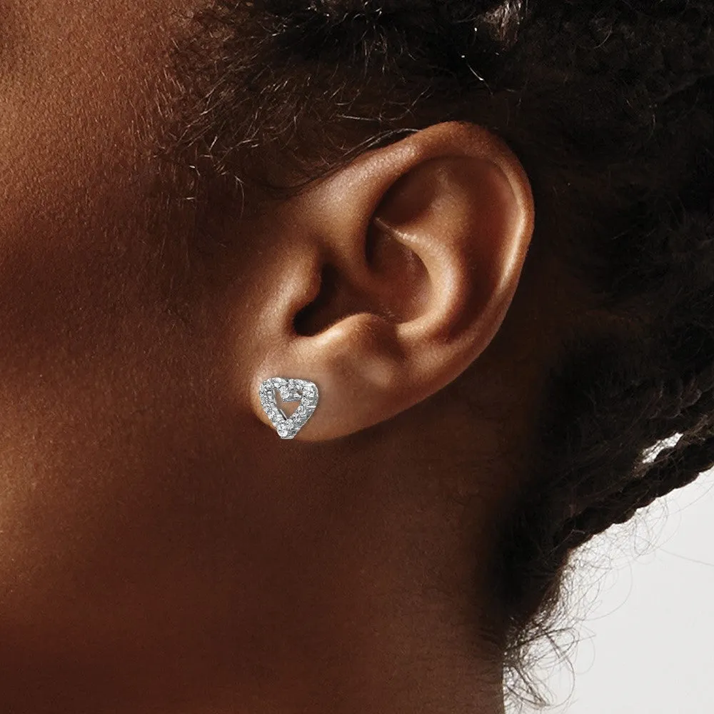10K White Gold 1/2 ct Lab Grown Diamond Heart Stud Earrings VS Clarity, G-H Color