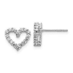 10K White Gold 1/2 ct Lab Grown Diamond Heart Stud Earrings VS Clarity, G-H Color