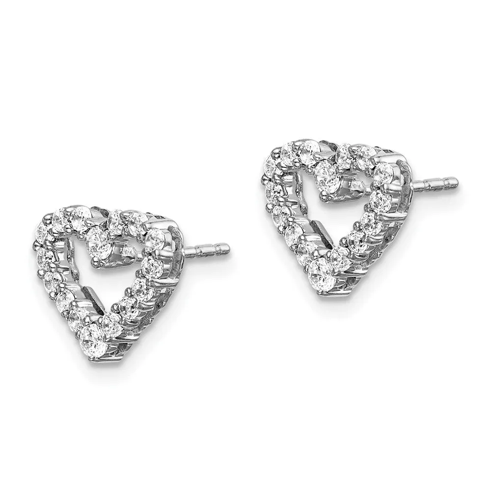 10K White Gold 1/2 ct Lab Grown Diamond Heart Stud Earrings VS Clarity, G-H Color