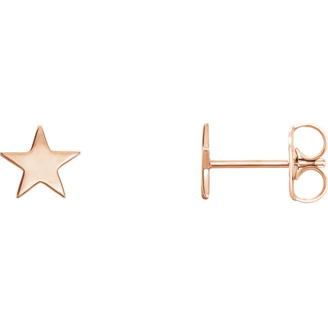 14 Karat Gold Star Studs