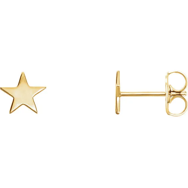 14 Karat Gold Star Studs