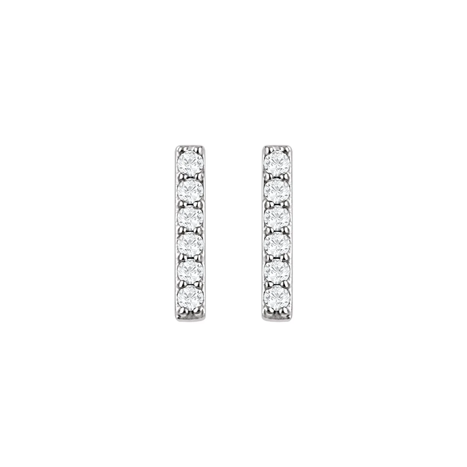 14K Gold 1/10ct Lab-Grown Diamond Bar Stud Earrings Clarity SI, Color G-H