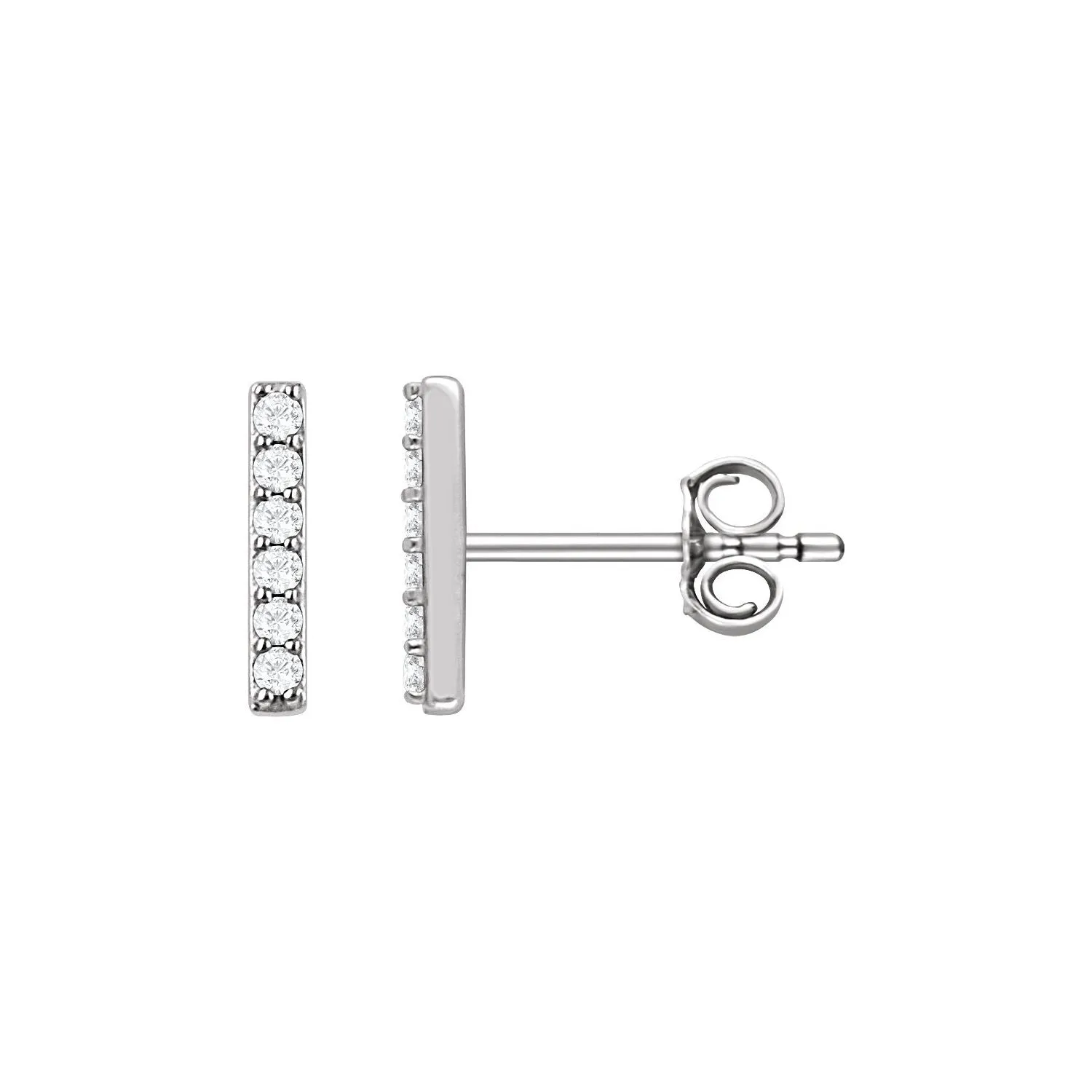 14K Gold 1/10ct Lab-Grown Diamond Bar Stud Earrings Clarity SI, Color G-H