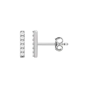 14K Gold 1/10ct Lab-Grown Diamond Bar Stud Earrings Clarity SI, Color G-H
