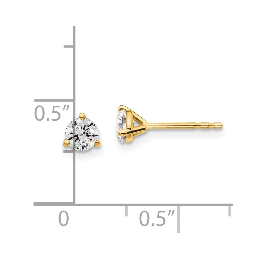 14k Gold 1/2 ct Round Lab Grown Diamond Stud Earrings VS Clarity, D-E Color