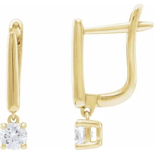 14K Gold 1/2ct Lab-Grown Diamond Dangle Earrings Clarity SI, Color G-H