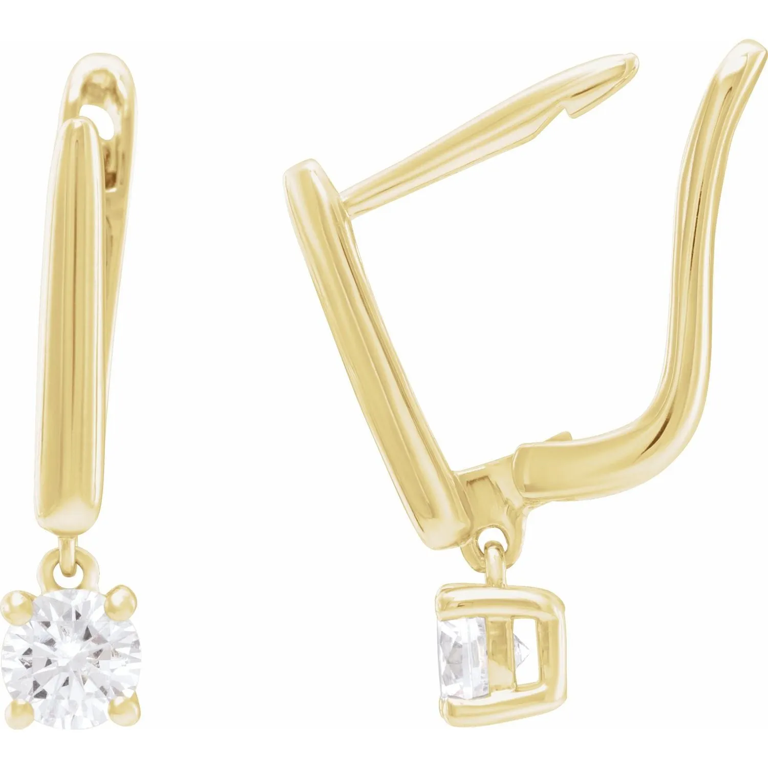 14K Gold 1/2ct Lab-Grown Diamond Dangle Earrings Clarity SI, Color G-H