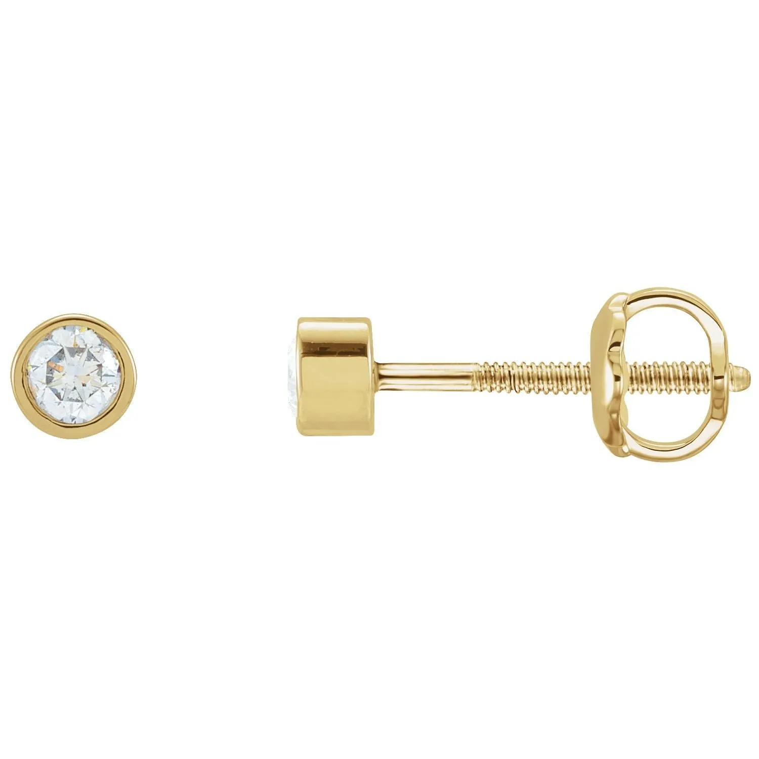 14K Gold 1/8ct Lab-Grown Diamond Stud Earrings Clarity SI, Color G-H