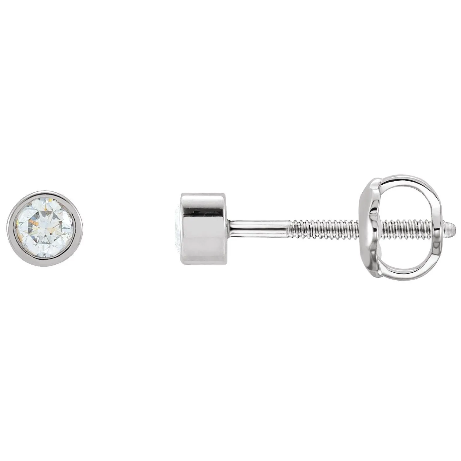 14K Gold 1/8ct Lab-Grown Diamond Stud Earrings Clarity SI, Color G-H