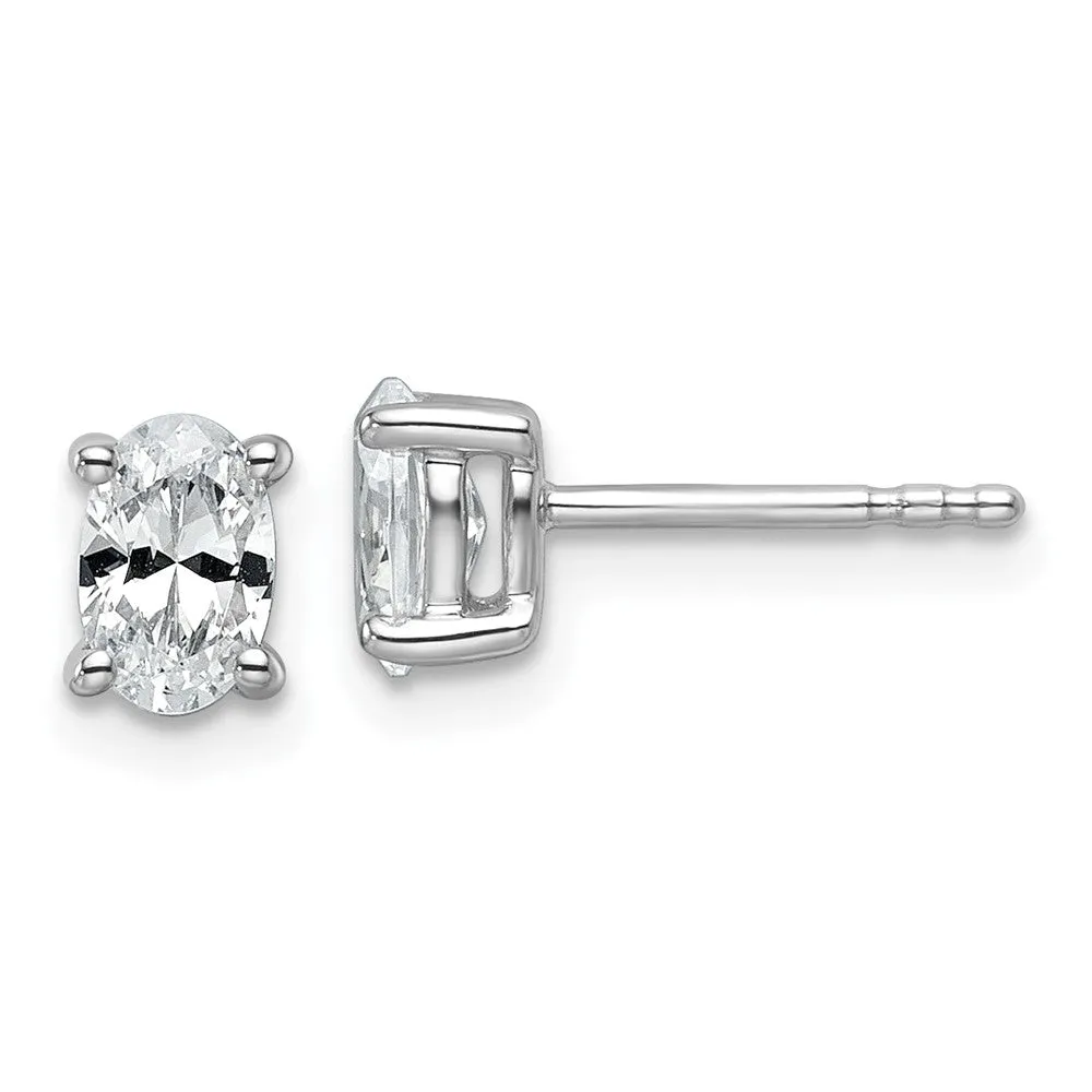 14k Gold 3/4 ct Oval Lab Grown Diamond Stud Earrings VS Clarity, D-E Color