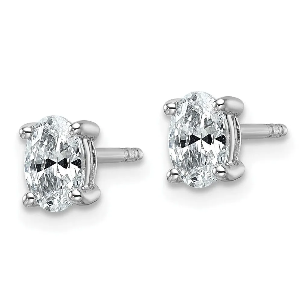 14k Gold 3/4 ct Oval Lab Grown Diamond Stud Earrings VS Clarity, D-E Color