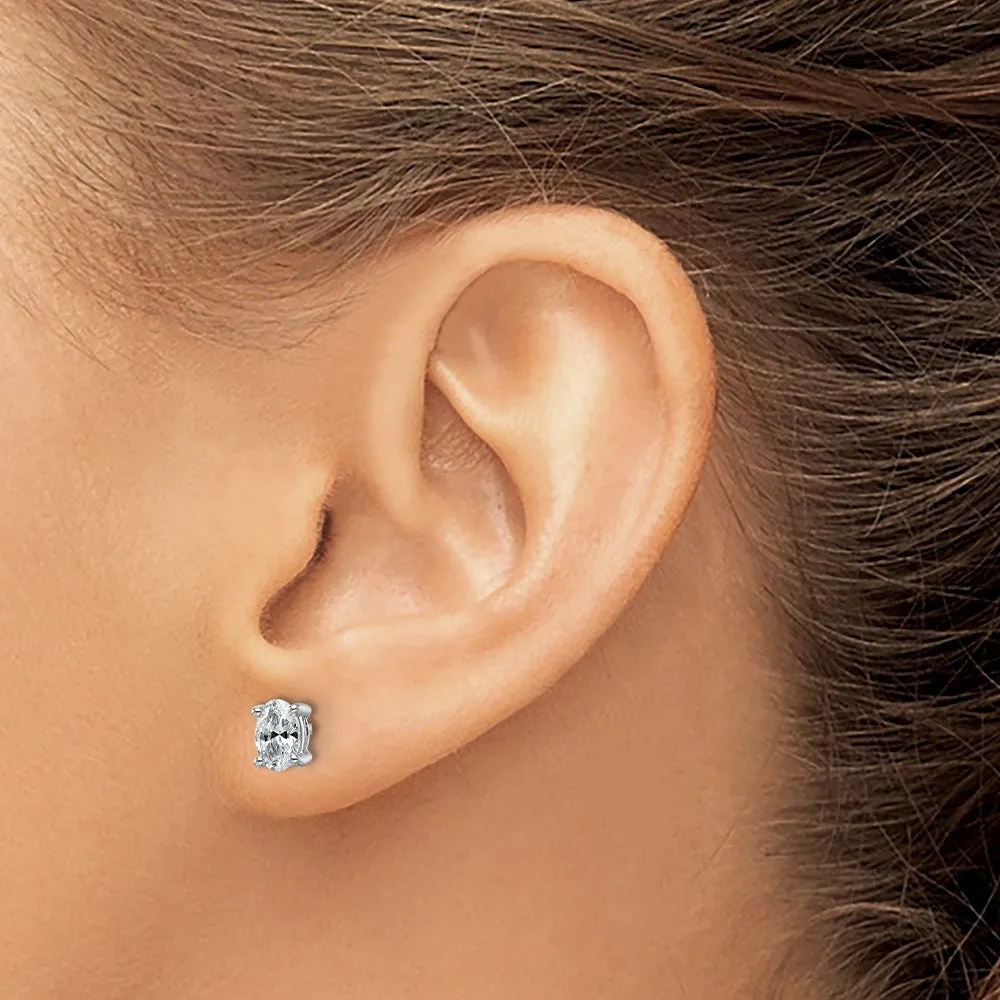 14k Gold 3/4 ct Oval Lab Grown Diamond Stud Earrings VS Clarity, D-E Color