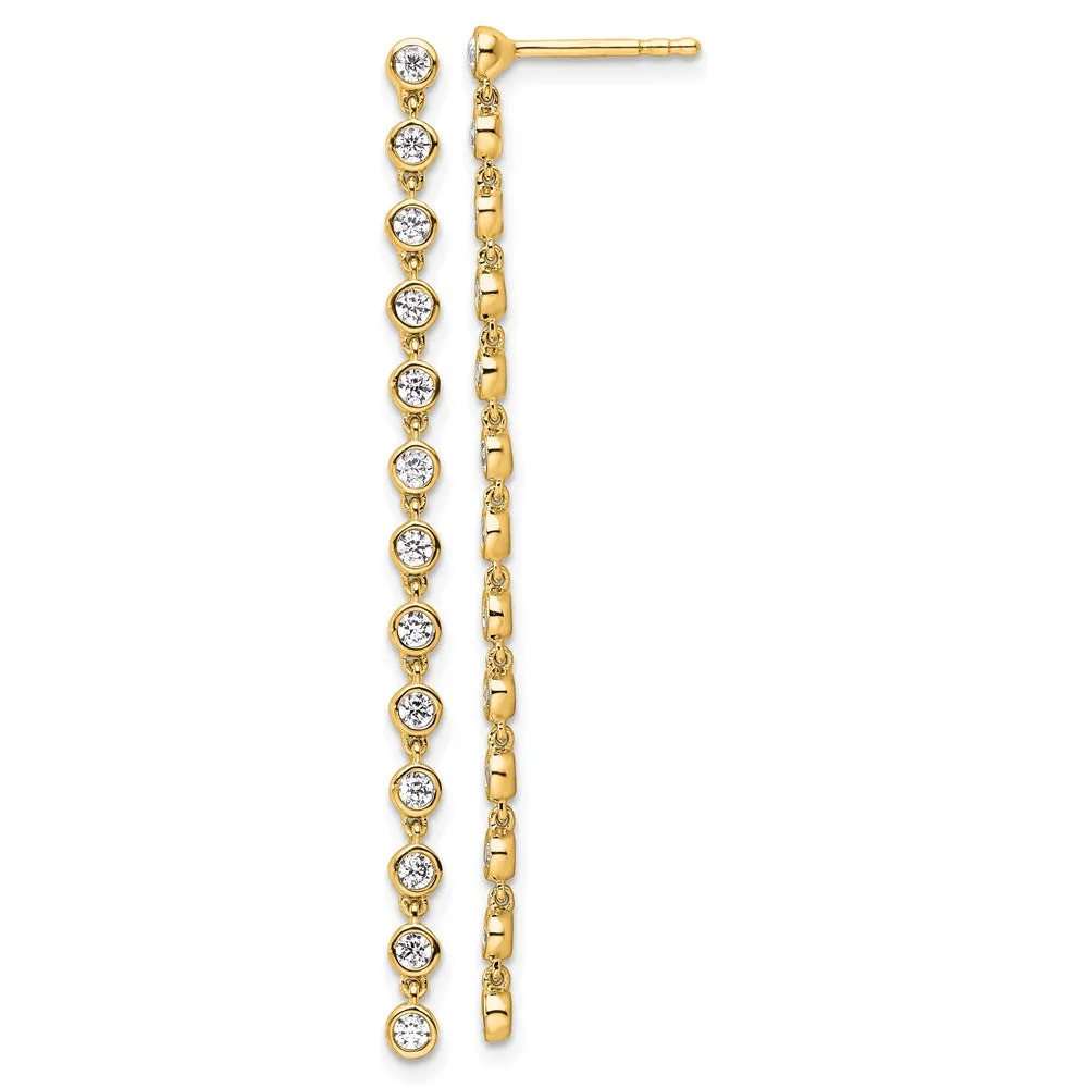 14k Gold 5/8 ct Lab Grown Diamond Graduated Dangle Earrings VS Clarity, D-E Color