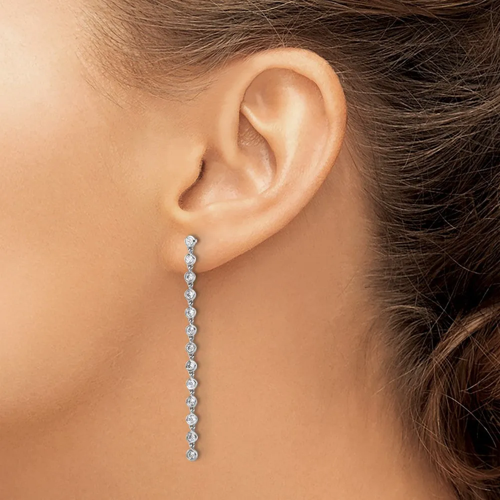 14k Gold 5/8 ct Lab Grown Diamond Graduated Dangle Earrings VS Clarity, D-E Color