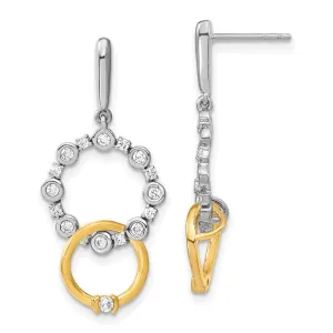 14K Two-Tone Gold 0.40 ct Lab Grown Diamond Fancy Circle Drop Dangle Earrings VS Clarity, G-H Color
