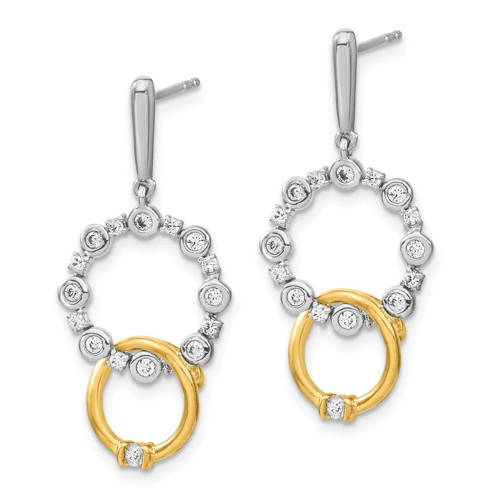 14K Two-Tone Gold 0.40 ct Lab Grown Diamond Fancy Circle Drop Dangle Earrings VS Clarity, G-H Color