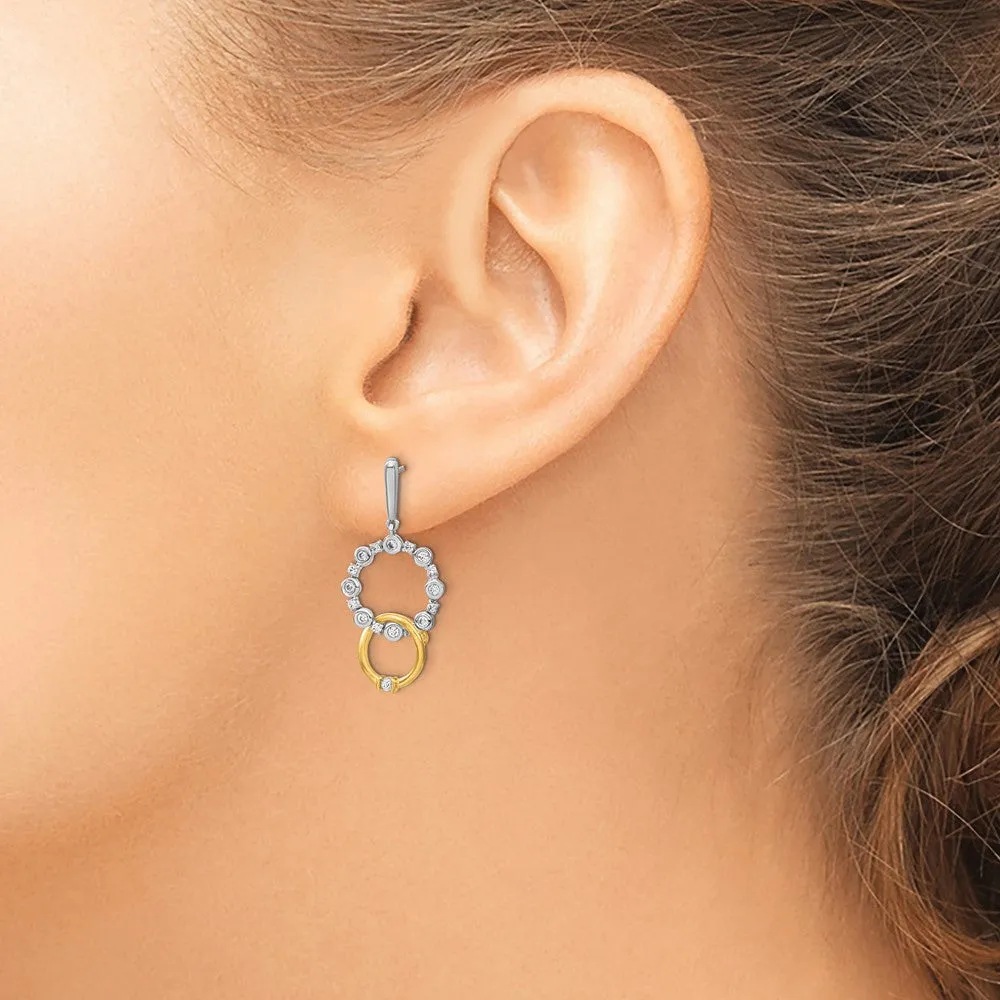 14K Two-Tone Gold 0.40 ct Lab Grown Diamond Fancy Circle Drop Dangle Earrings VS Clarity, G-H Color