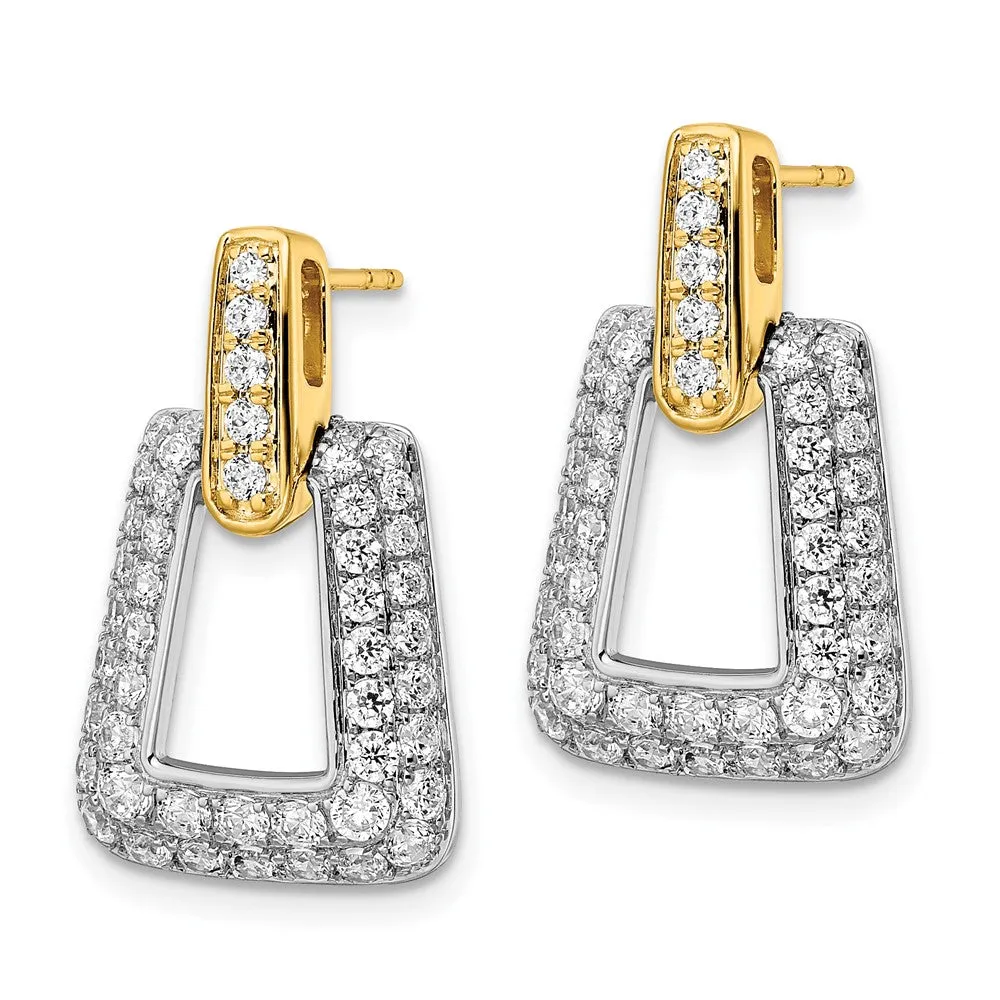 14k Two-Tone Gold 1 3/4 ct Lab Grown Diamond Fancy Dangle Earrings VS Clarity, D-E Color