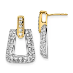 14k Two-Tone Gold 1 3/4 ct Lab Grown Diamond Fancy Dangle Earrings VS Clarity, D-E Color