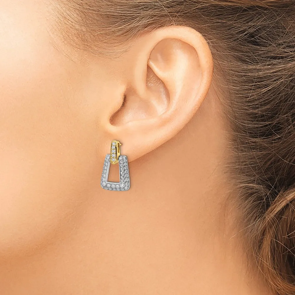 14k Two-Tone Gold 1 3/4 ct Lab Grown Diamond Fancy Dangle Earrings VS Clarity, D-E Color