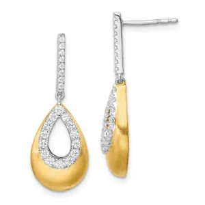 14K Two-Tone Gold 1/2 ct Lab Grown Diamond Teardrop Dangle Earrings VS Clarity, G-H Color