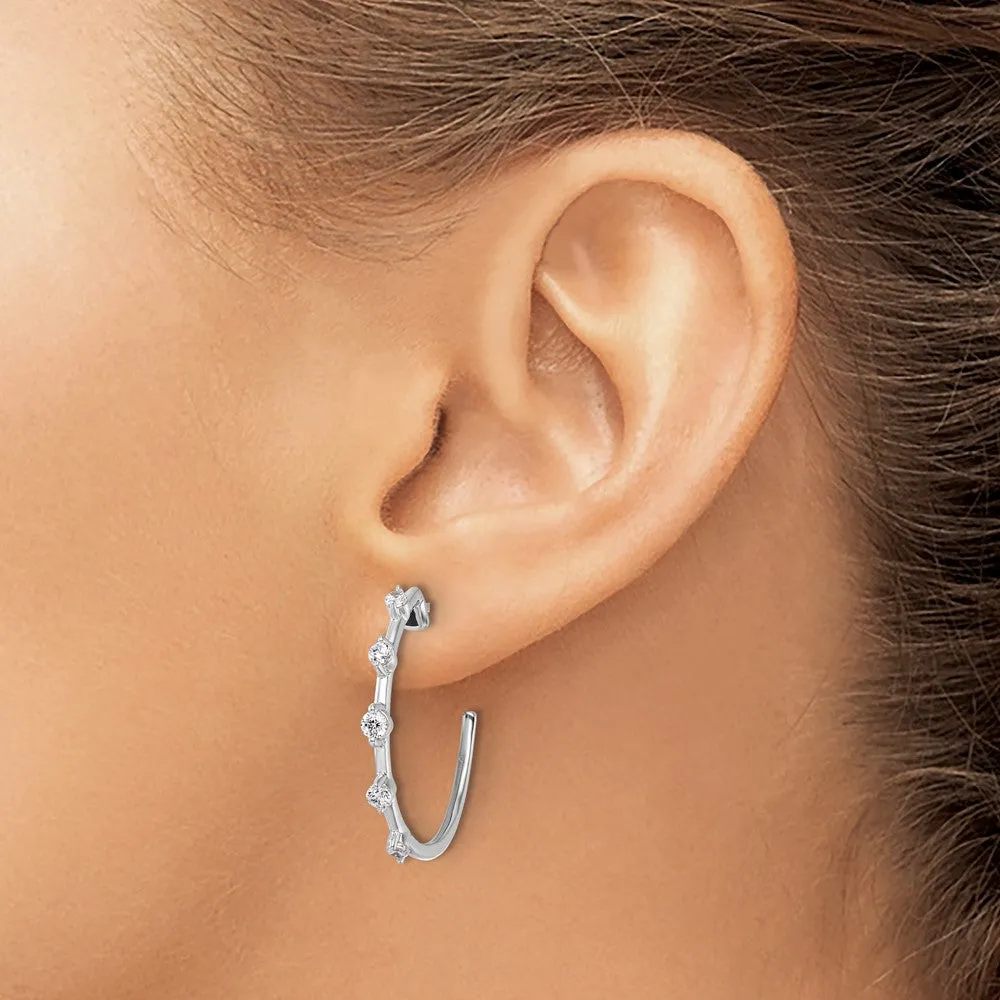 14K White Gold 0.45 ct Lab Grown Diamond Hoop Earrings VS Clarity, G-H Color