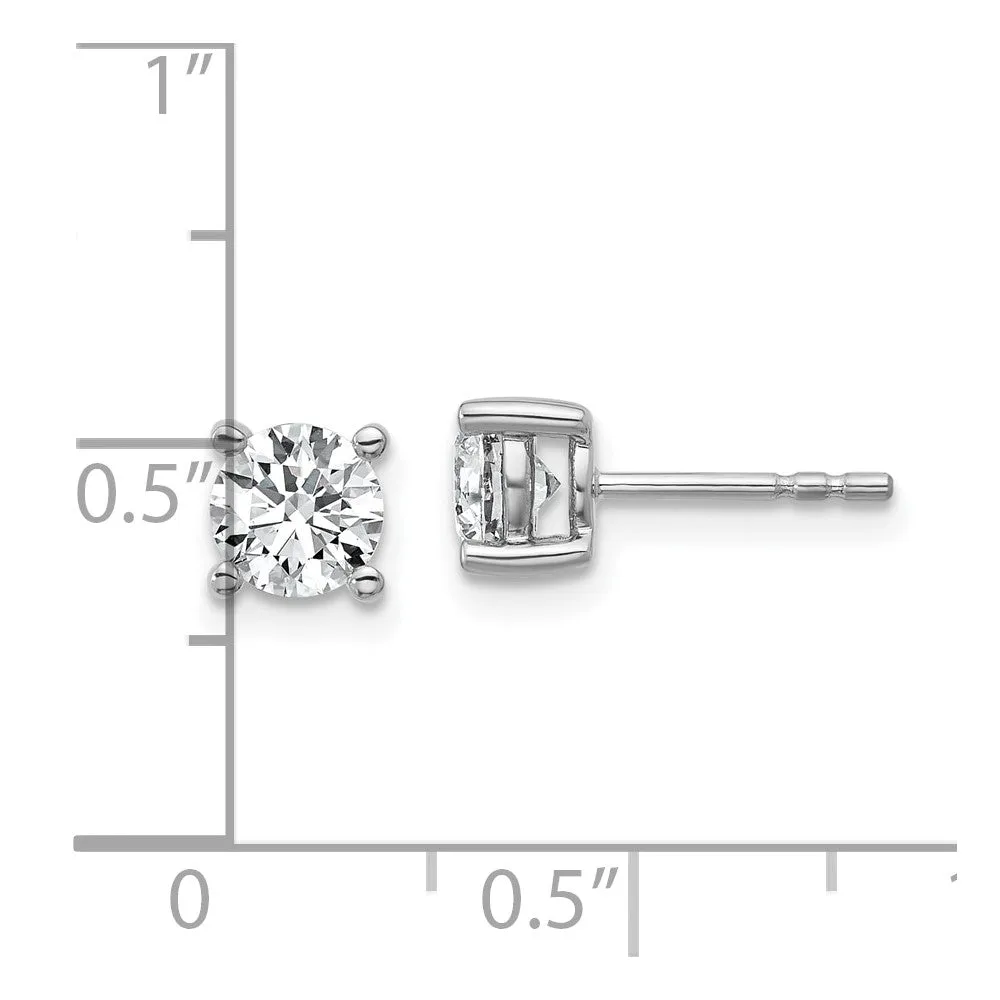14k White Gold 1 1/10 ct Round Lab Grown Diamond Stud Earrings VS Clarity, G-H Color