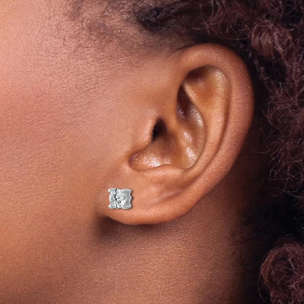14k White Gold 1 1/10 ct Round Lab Grown Diamond Stud Earrings VS Clarity, G-H Color