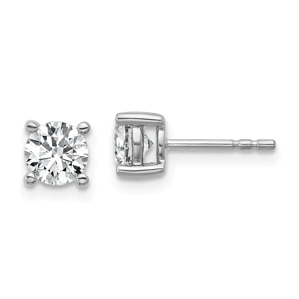 14k White Gold 1 1/10 ct Round Lab Grown Diamond Stud Earrings VS Clarity, G-H Color