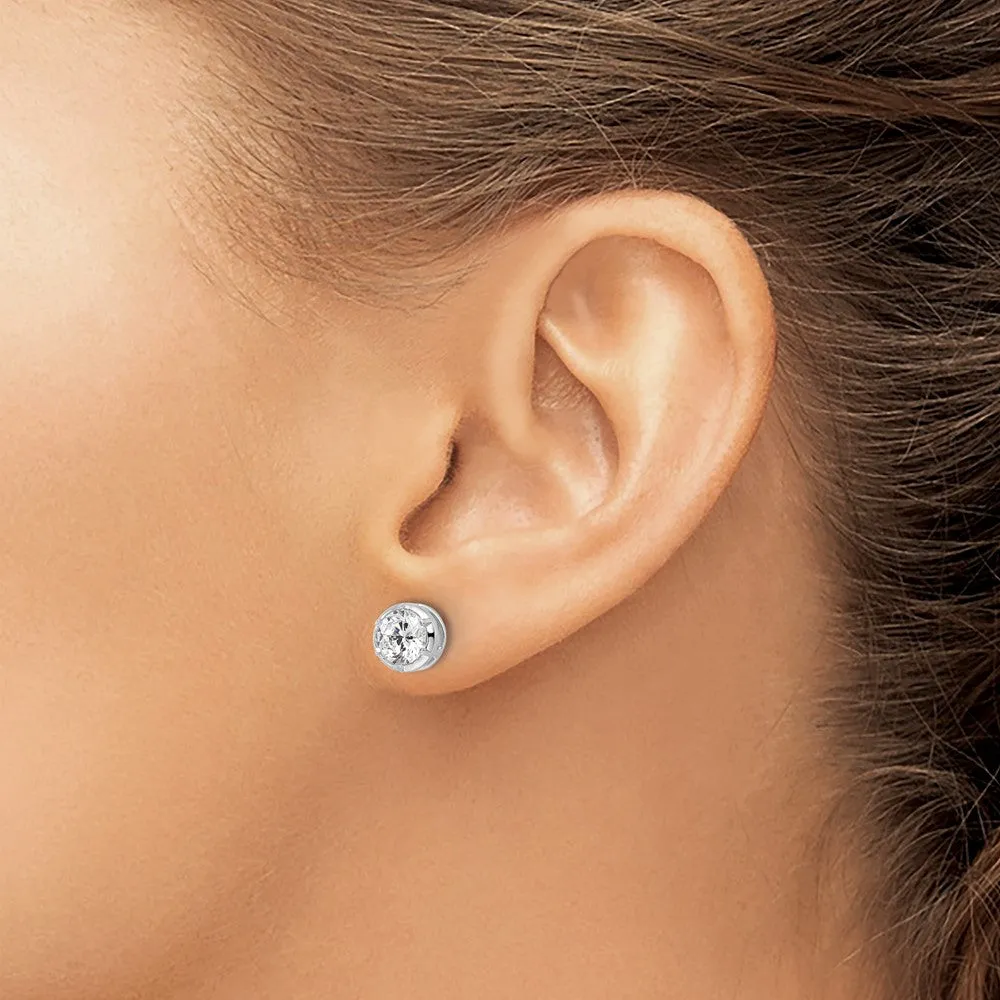 14k White Gold 1 1/2 ct Lab Grown Diamond Solitaire Stud Earrings VS Clarity, D-E Color