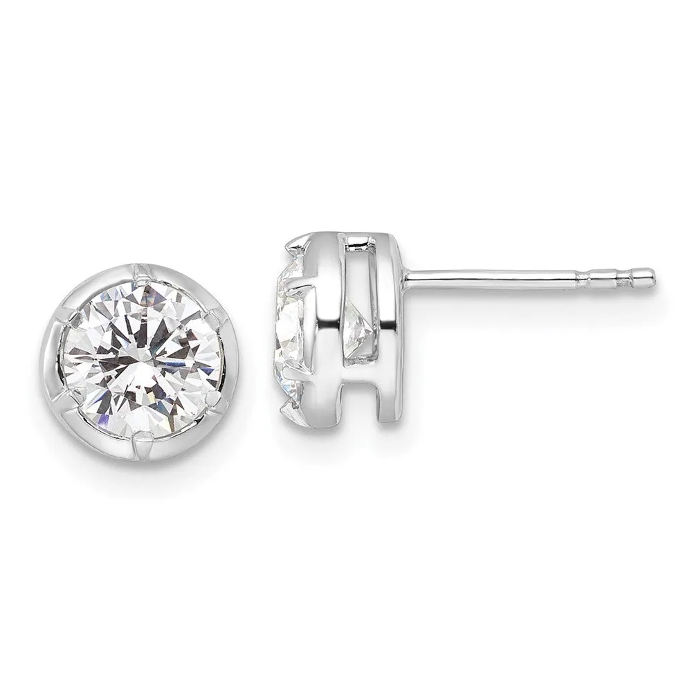 14k White Gold 1 1/2 ct Lab Grown Diamond Solitaire Stud Earrings VS Clarity, D-E Color