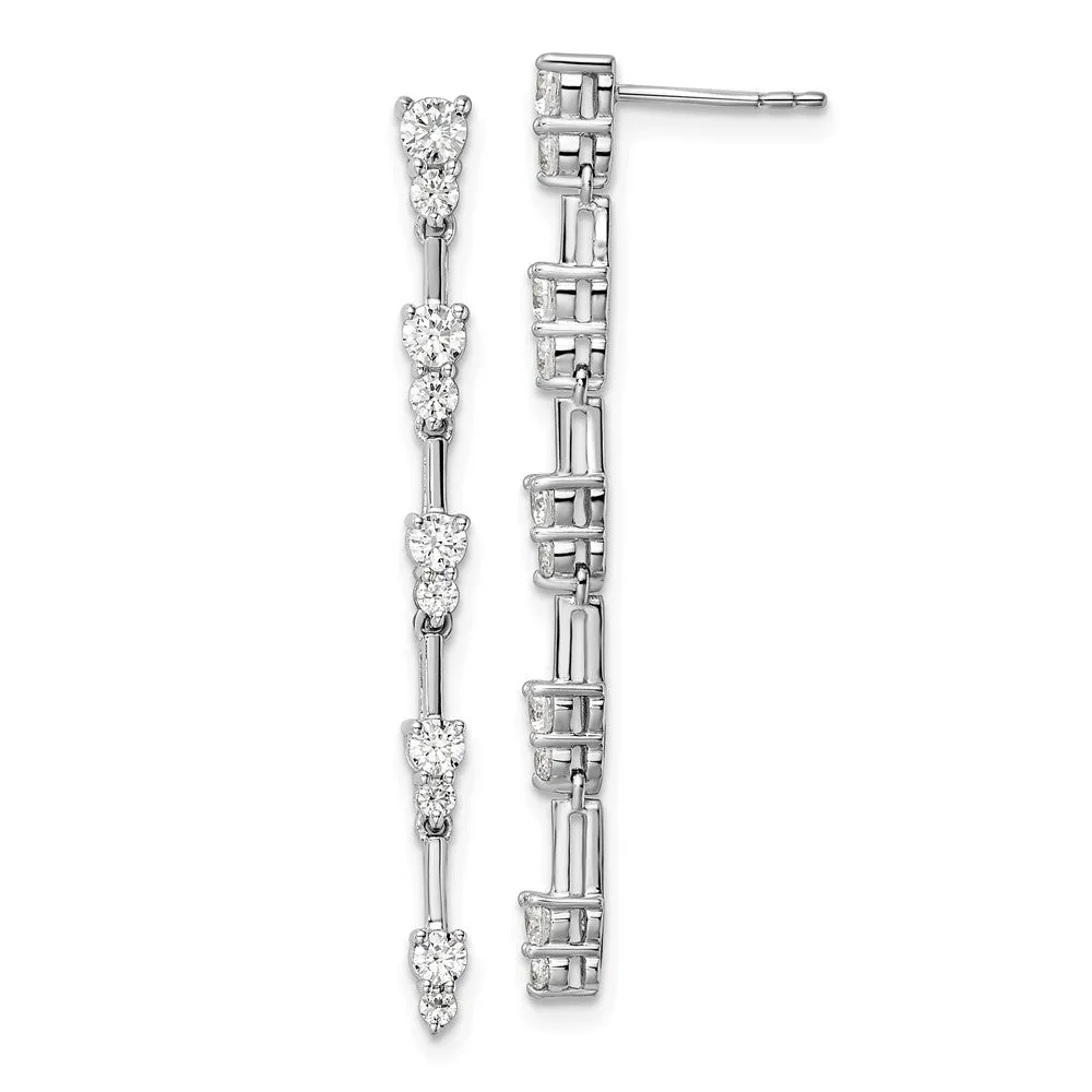 14K White Gold 1 ct Lab Grown Diamond Dangle Earrings VS Clarity, G-H Color