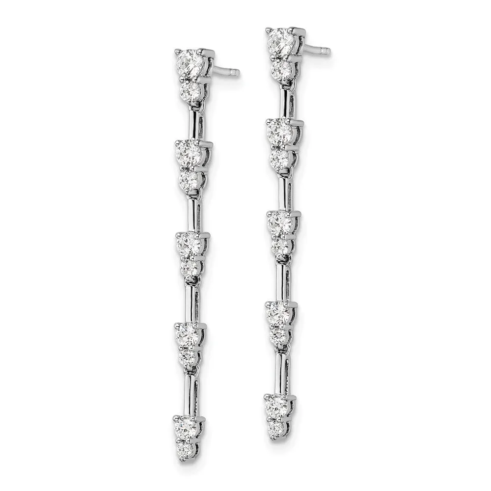 14K White Gold 1 ct Lab Grown Diamond Dangle Earrings VS Clarity, G-H Color