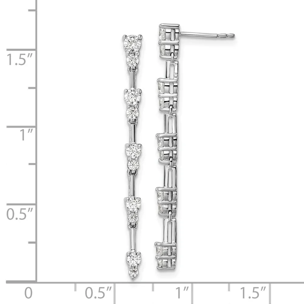 14K White Gold 1 ct Lab Grown Diamond Dangle Earrings VS Clarity, G-H Color