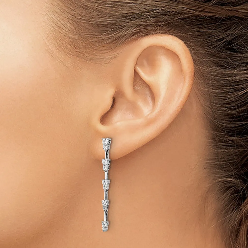 14K White Gold 1 ct Lab Grown Diamond Dangle Earrings VS Clarity, G-H Color