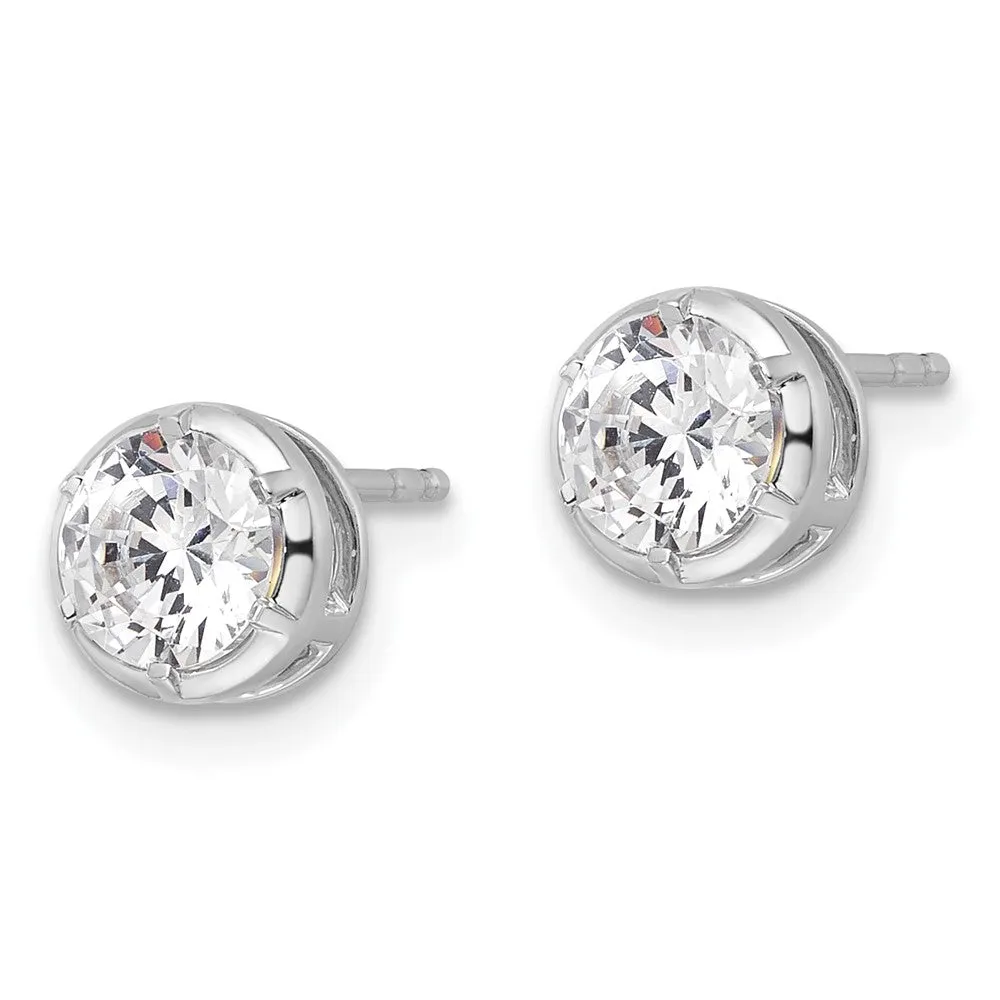 14k White Gold 1 ct Lab Grown Diamond Solitaire Stud Earrings VS Clarity, D-E Color