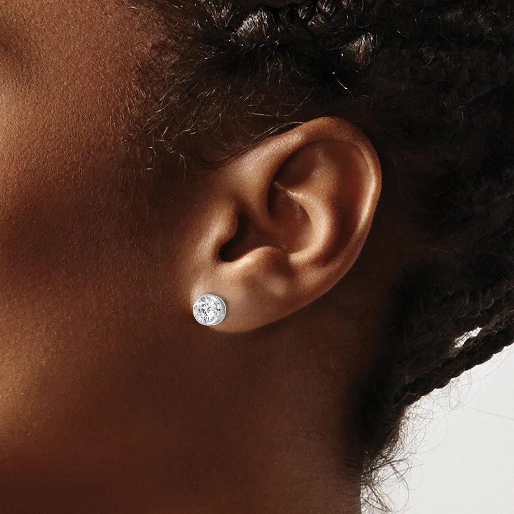 14k White Gold 1 ct Lab Grown Diamond Solitaire Stud Earrings VS Clarity, D-E Color