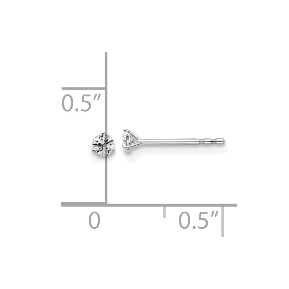 14k White Gold 1/10 ct Round Lab Grown Diamond Stud Earrings VS Clarity, D-E Color