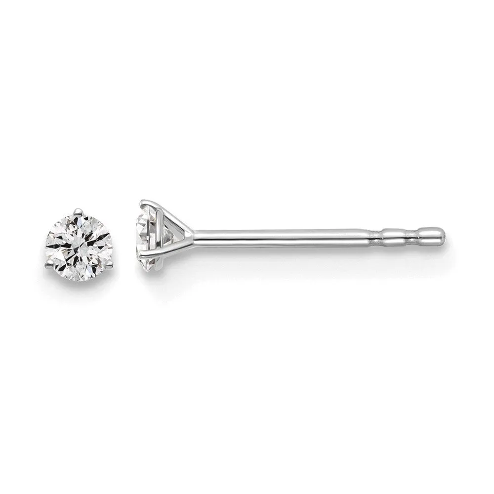 14k White Gold 1/10 ct Round Lab Grown Diamond Stud Earrings VS Clarity, D-E Color