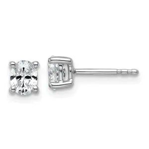 14K White Gold 1/2 Ct Lab Grown Diamond 5x4mm Oval Stud Earrings VS Clarity, D-E Color