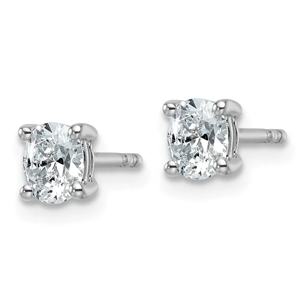 14K White Gold 1/2 Ct Lab Grown Diamond 5x4mm Oval Stud Earrings VS Clarity, D-E Color