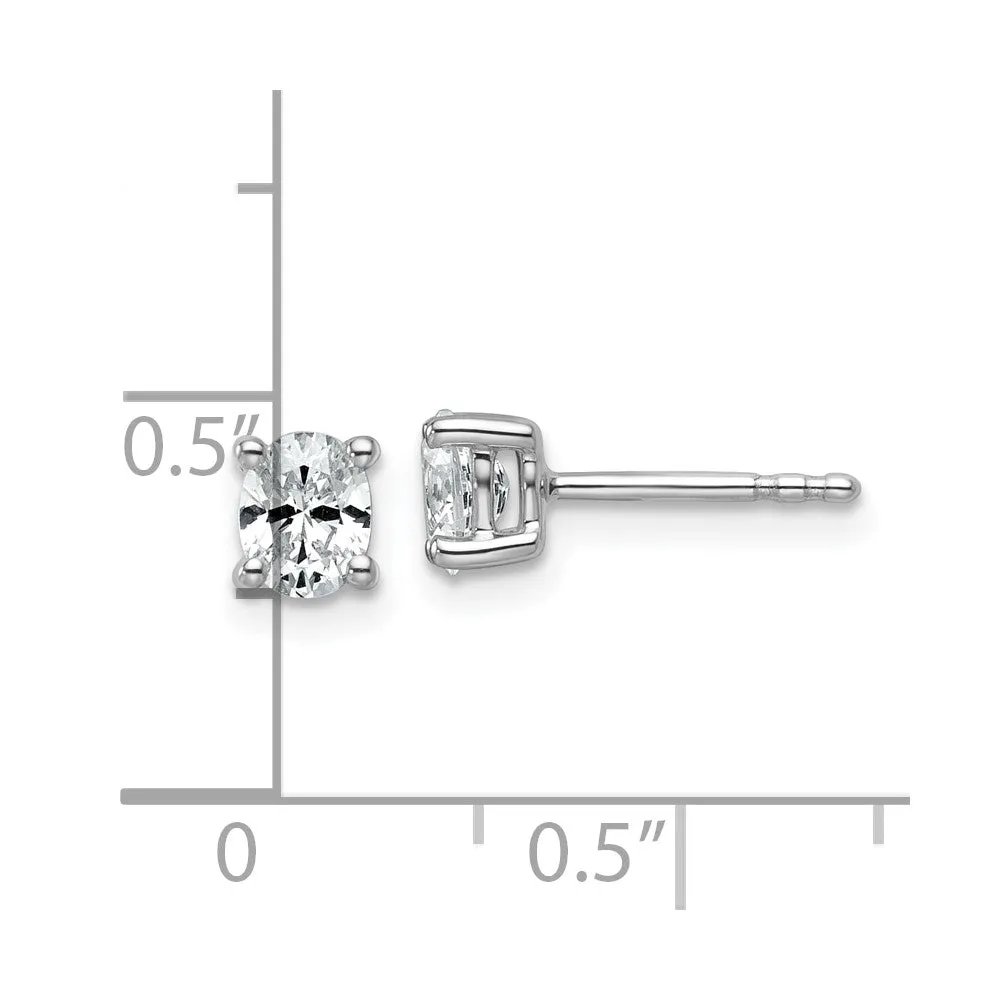 14K White Gold 1/2 Ct Lab Grown Diamond 5x4mm Oval Stud Earrings VS Clarity, D-E Color