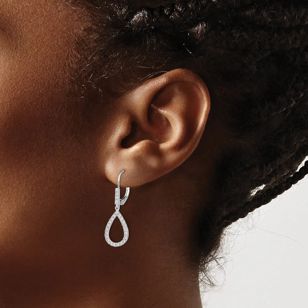 14K White Gold 1/2 ct Lab Grown Diamond Teardrop Leverback Earrings VS Clarity, G-H Color