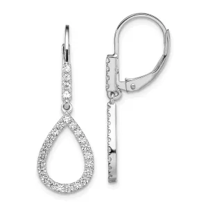 14K White Gold 1/2 ct Lab Grown Diamond Teardrop Leverback Earrings VS Clarity, G-H Color