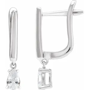 14K White Gold 1/2ct Lab-Grown Diamond Dangle Earrings Clarity SI, Color G-H