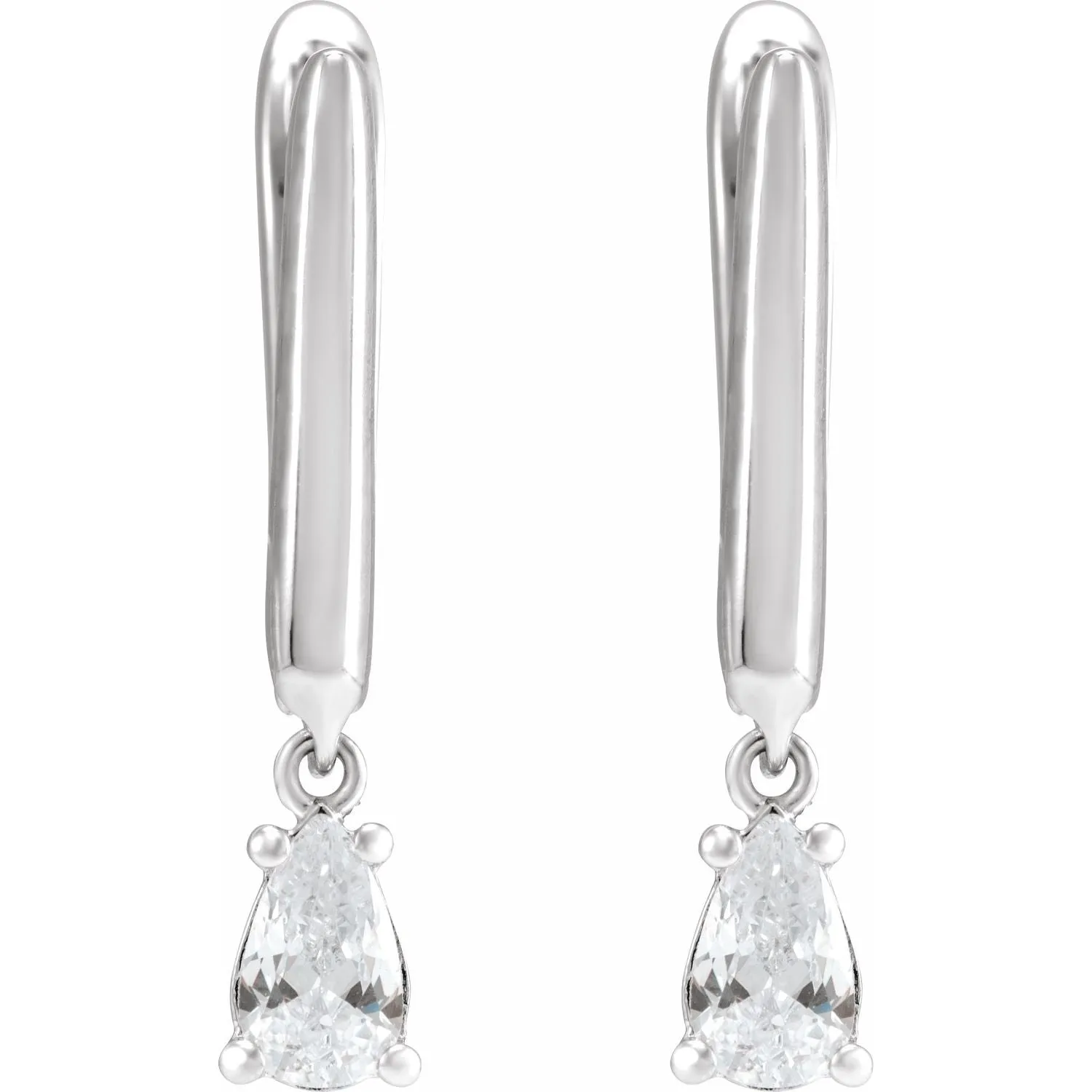 14K White Gold 1/2ct Lab-Grown Diamond Dangle Earrings Clarity SI, Color G-H