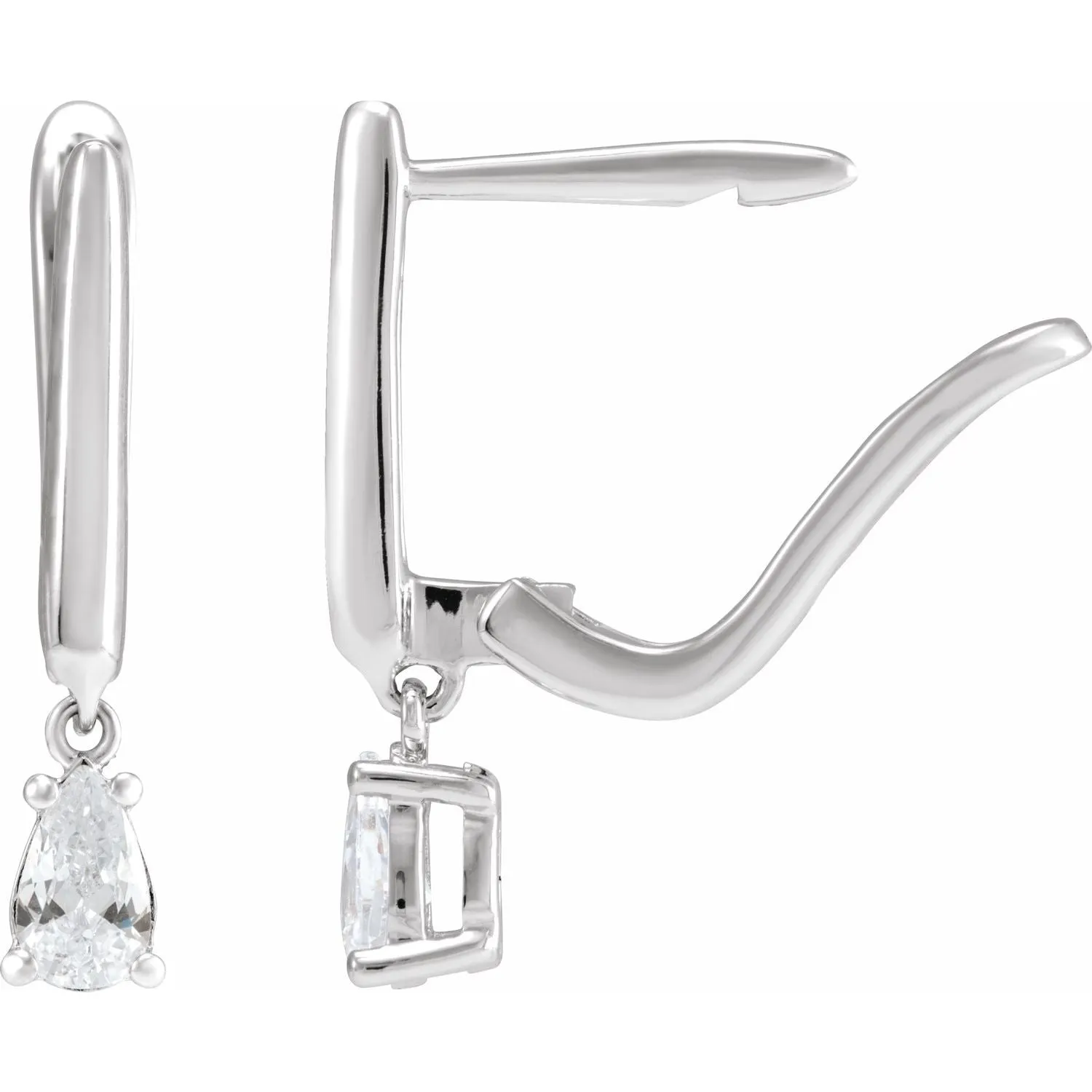 14K White Gold 1/2ct Lab-Grown Diamond Dangle Earrings Clarity SI, Color G-H