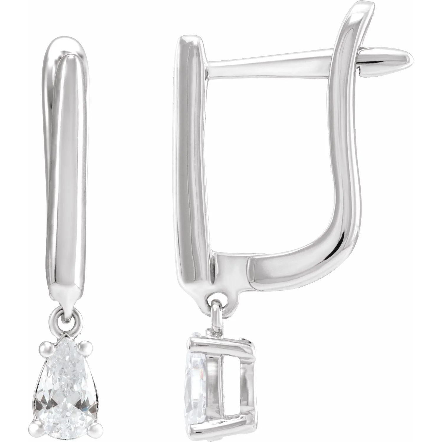 14K White Gold 1/2ct Lab-Grown Diamond Dangle Earrings Clarity SI, Color G-H