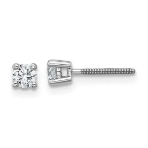 14k White Gold 1/4 ct Round Lab Grown Diamond Stud Earrings Screw Back VS Clarity, D-E Color