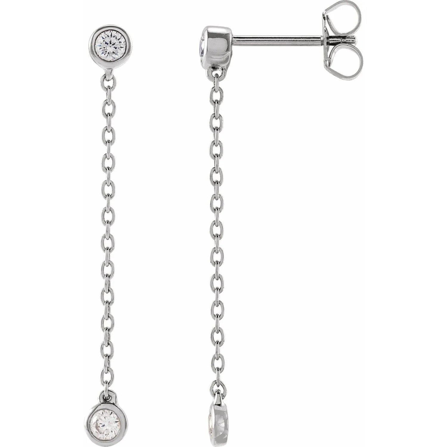 14K White Gold 1/4ct Lab-Grown Diamond Chain Earrings Clarity SI, Color G-H